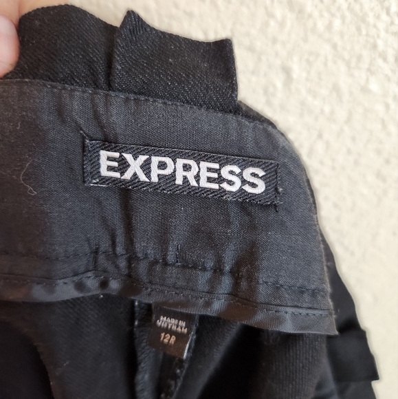 Express Black Linen High Rise Ankle Paperbag Pants Size 12 - Picture 6 of 7